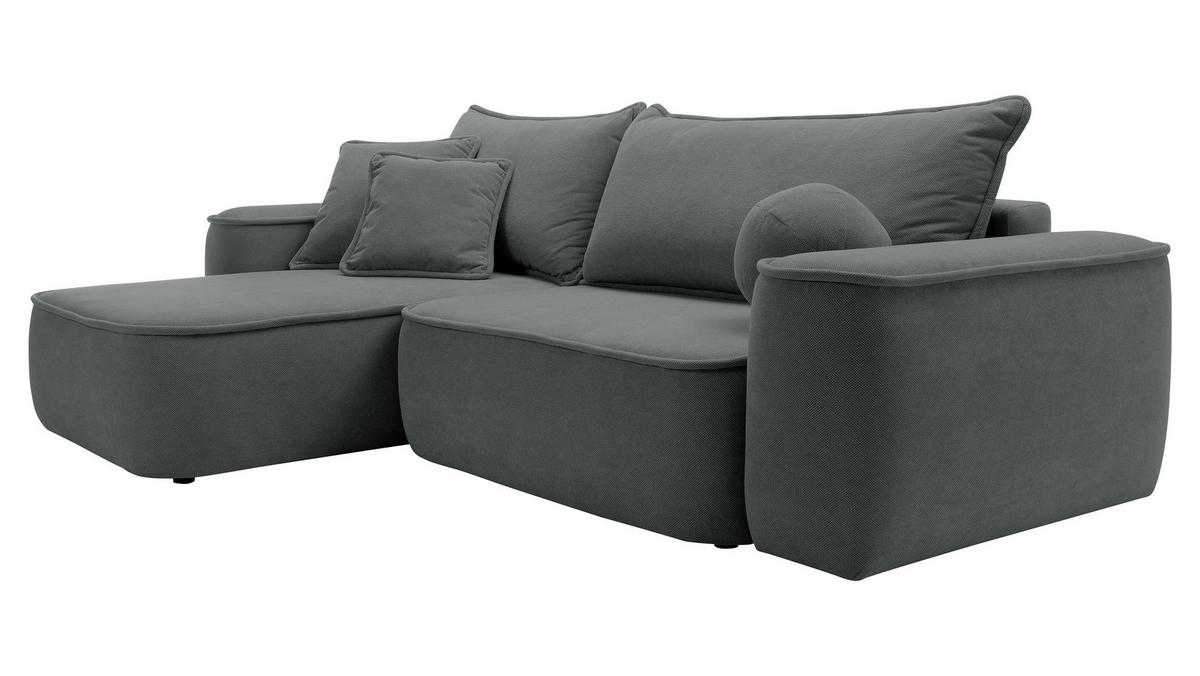 ECKSOFA Sandby - Dunkelgrau/Schwarz, Holz/Kunststoff (283/168cm) - MIRJAN24