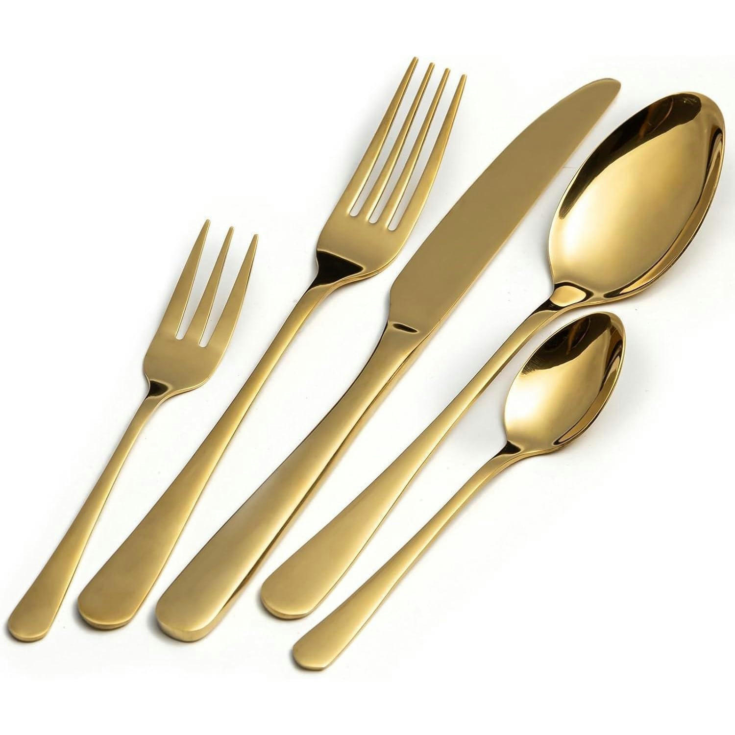 BESTECKSET 30-teiliges Set Edelstahl Gold Spiegelpoliert für 6 Personen - Goldfarben, Metall