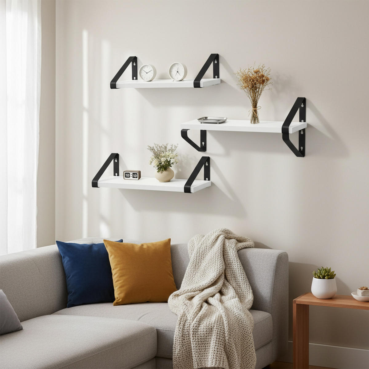 WANDREGAL-SET - Weiß, Holzwerkstoff/Metall (40/11/12cm) - Relaxdays