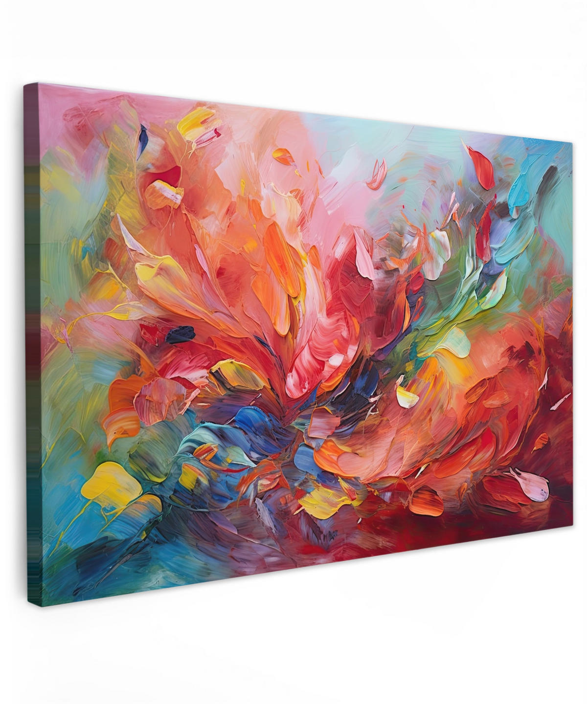 LEINWANDBILD Ölgemälde - Kunst - Abstrakt - Farbenfroh 120x80 cm - Altrosa, Textil (120/80cm) - MuchoWow