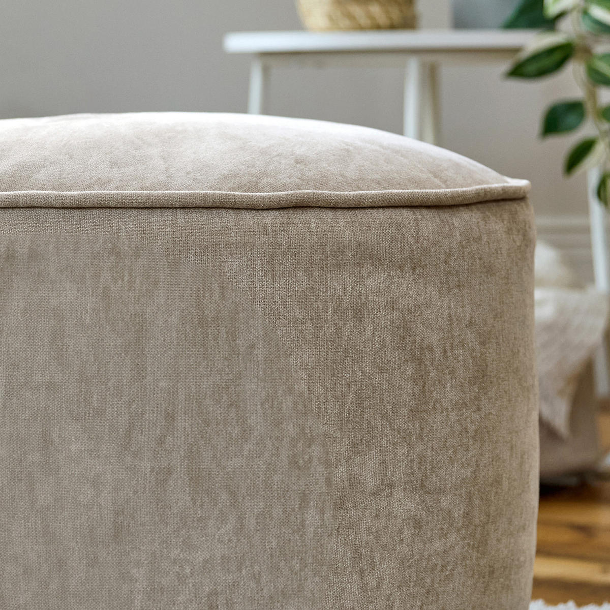 SITZPOUF Chenille Milano - Beige, Kunststoff/Textil (55/35/55cm) - icon