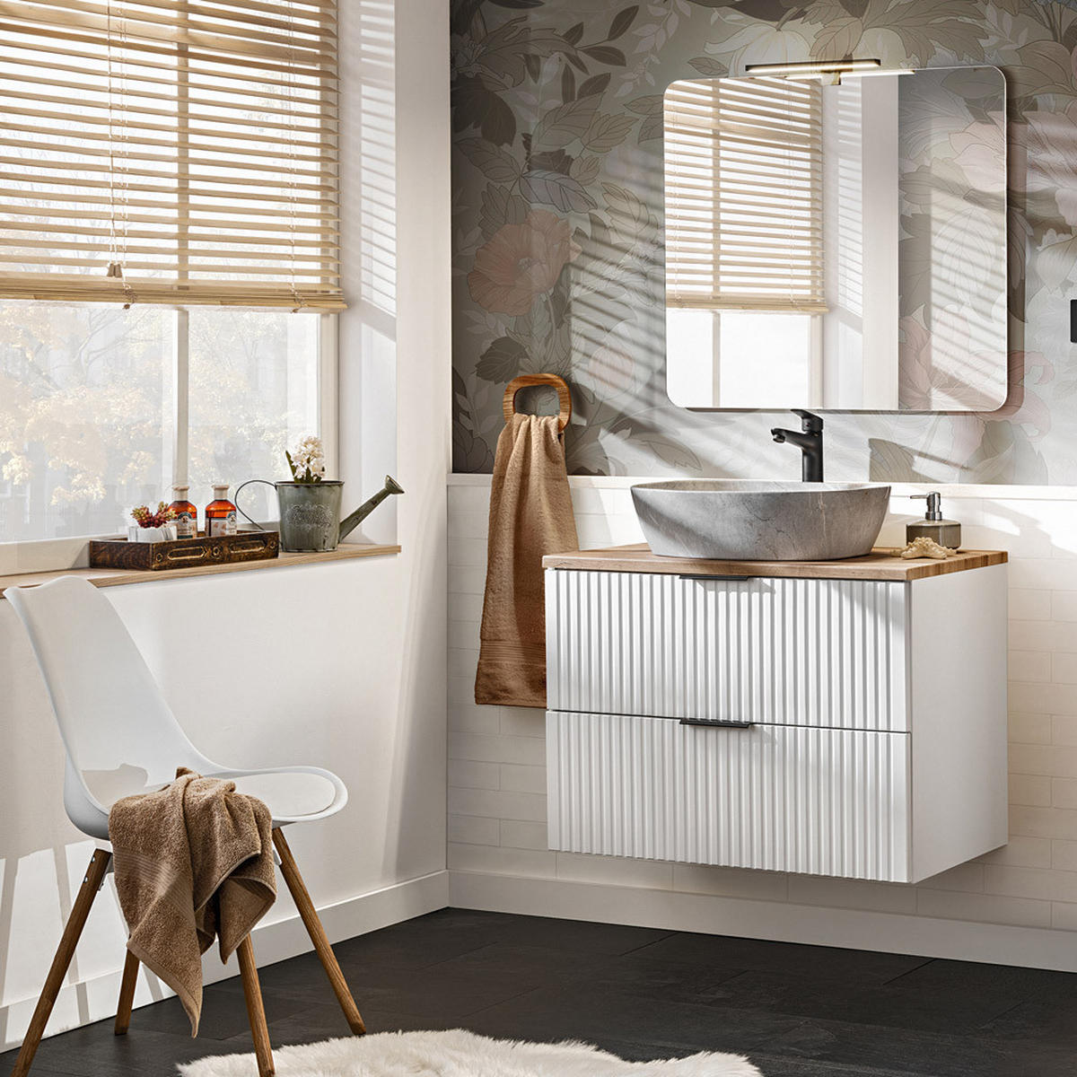 WASCHBECKENSCHRANK Adelaide-56 - Weiß, Holzwerkstoff (80/57/46cm) - Lomado