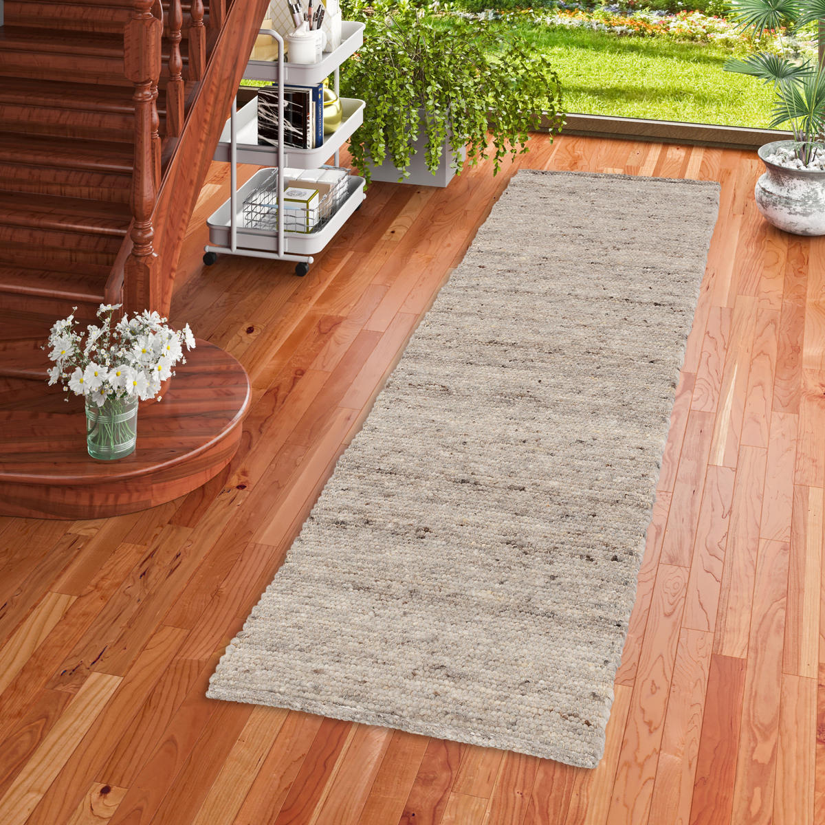 NATUR TEPPICH LÄUFER WOLLE ALASKA MELIERT - Braun, Textil (70/130cm) - Pergamon