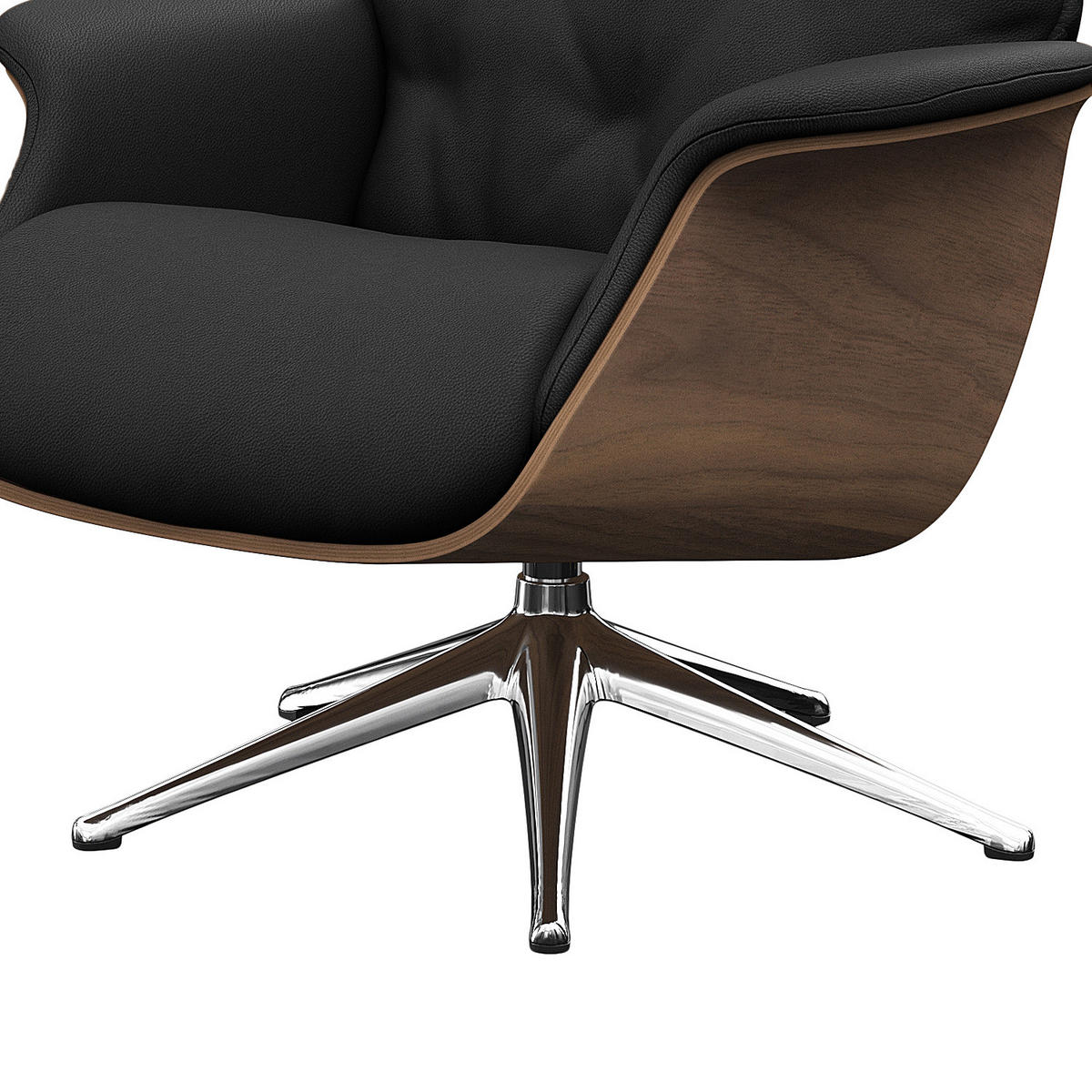 RELAXSESSEL - Echtleder - Chromfarben/Schwarz, Leder/Metall (83/118/83cm) - home24