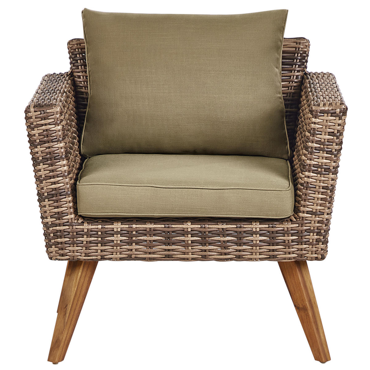 4-SITZER LOUNGE PE Rattan Olivgrün Vittoria - Hellbraun/Naturfarben, Kunststoff (70/70/135cm) - Beliani
