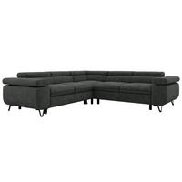ECKSOFA QUADRO L - Dunkelgrau Stukture - Rechts Seite - Dunkelgrau/Schwarz, Textil/Metall (269/269cm) - MKS