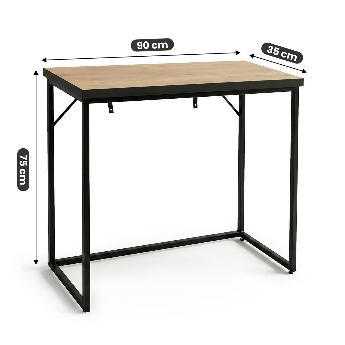 KONSOLENTISCH ORIGO 90 cm Craft Eiche - Eichefarben/Schwarz, Holzwerkstoff (35/90/75cm) - Akord