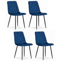 STUHL SCANNO 4-er Set, Blau, mit Samtstoff gepolstert - Blau, Textil/Metall (45/89/53cm) - Komodee