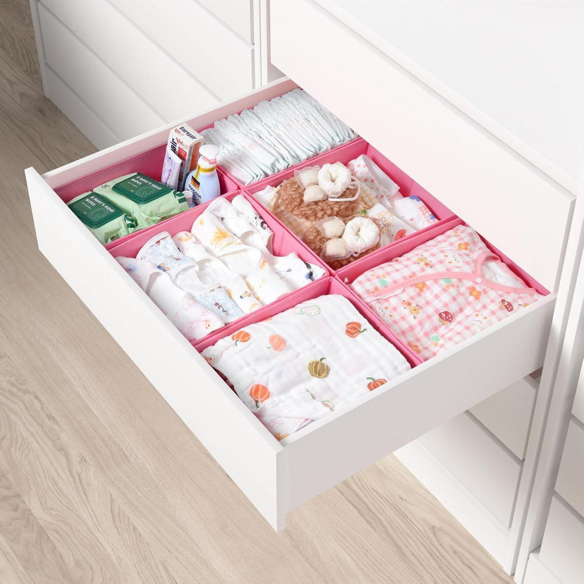 SCHUBLADEN Organizer 6er Set Rosa 75 x 58 cm - Rosa, Textil (24/11/26cm)
