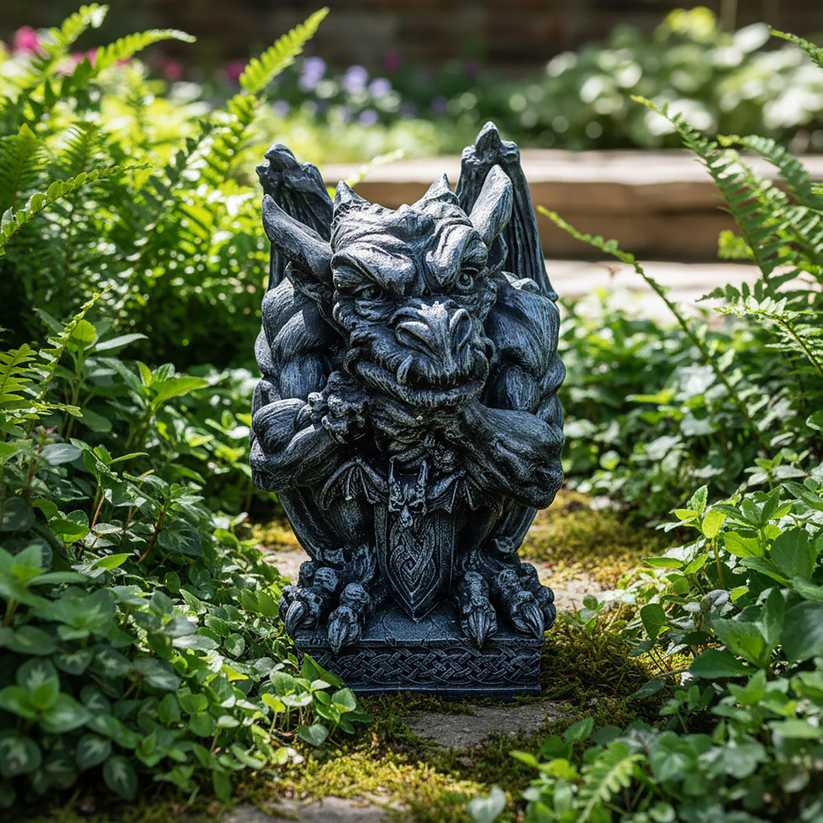 GARGOJLA-SOŠKA - sivá, plast (28/42/28cm) - Relaxdays