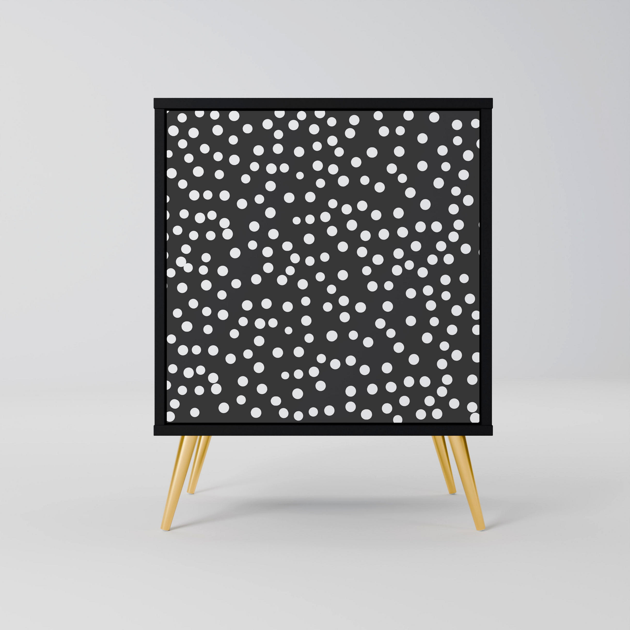 SIDEBOARD BLINDING LIGHTS, Schwarz, 57,5x42x75,5 cm, Goldfarbene Metallfüße - Goldfarben/Multicolor, Holzwerkstoff/Metall (57.5/75.5/42cm) - SpaceRebels