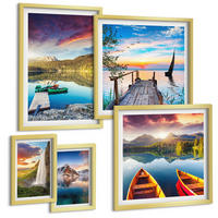 BILDER SET 5er Set - 50x50 cm & 20x30 cm & 40x60 cm Goldrahmen - Seen- und Berglandschaft Łódź - Goldfarben, Kunststoff (40/60cm) - TULUP