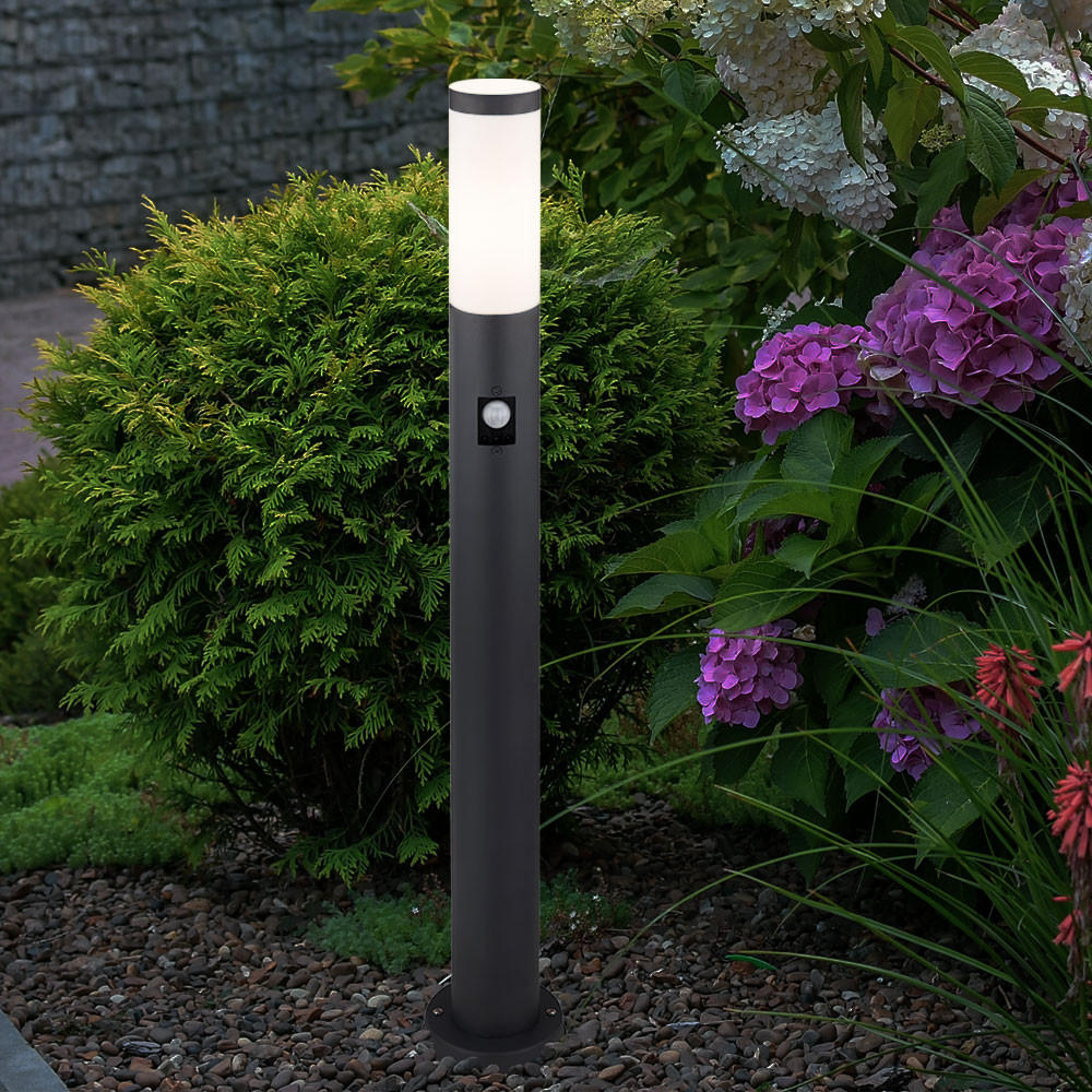 WEGELEUCHTE Edelstahl Anthrazit mit Bewegungsmelder - Anthrazit, Kunststoff/Metall (12.7/80/12.7cm) - Globo Lighting