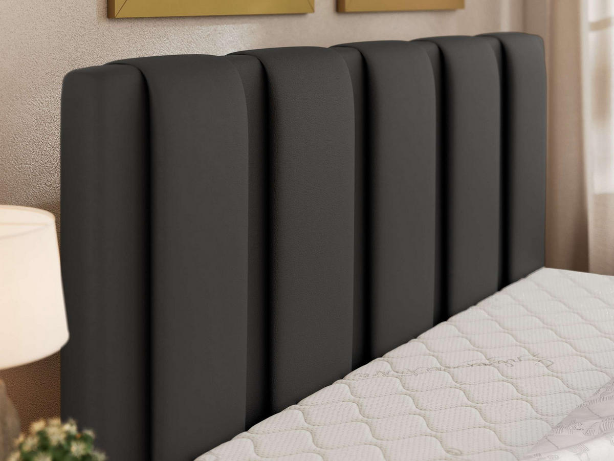 ČALOUNĚNÁ POSTEL SAVINO CLASSIC 140/200 - Tmavě šedá Ekokůže - s multipocketovou matrací - šedá/černá, textil/plast (140/200cm) - MKS