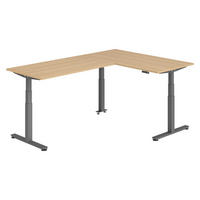 ECKSCHREIBTISCH elektrisch höhenverstellbar L-Form 240/160/74 cm in Eichefarben/Graphitfarben - Eichefarben/Graphitfarben, Holzwerkstoff (240/160/74cm) - bümö
