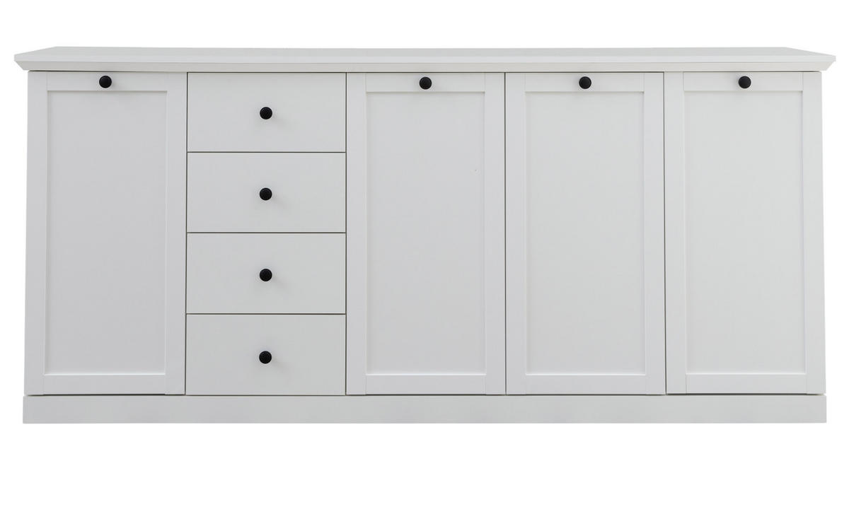 SIDEBOARD weiß, 195 x 88 cm Kommode im Landhausstil - Silberfarben/Weiß, Holzwerkstoff/Metall (195/88/41cm) - Top.Furn