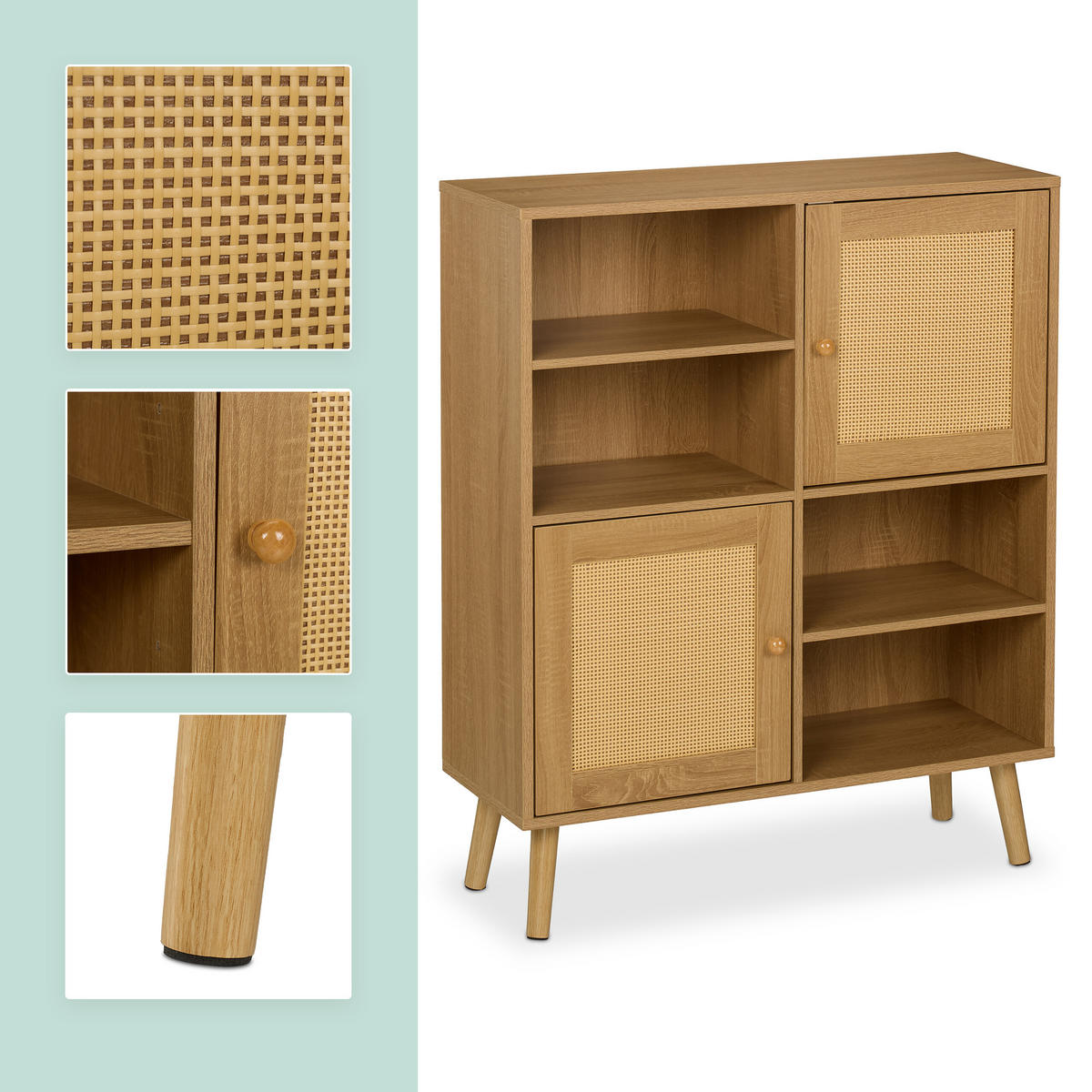 SIDEBOARD - Hellbraun, Holz/Holzwerkstoff (80/97/29cm) - Relaxdays