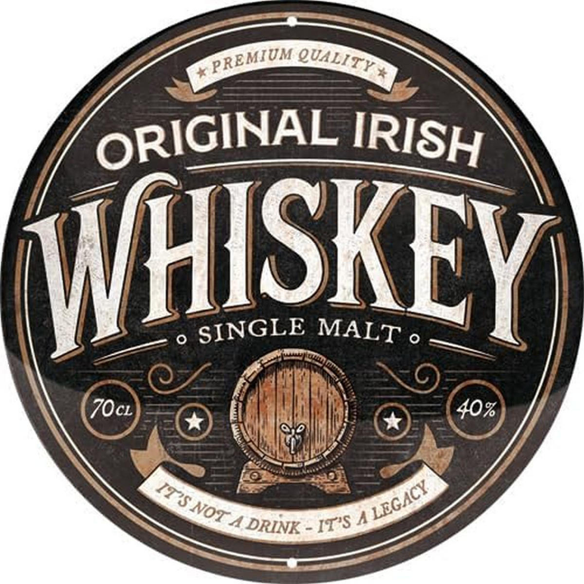 BLECHSCHILD 35 cm Rund Original Irish Whiskey - Multicolor, Metall (35/35/0.2cm) - Nostalgic-Art