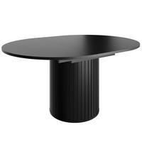ESSTISCH Zalia 120–160 cm ausziehbar mit geriffeltem Säulenfuß, im Retro-Stil, Schwarz - Schwarz, Holzwerkstoff (120/120/77cm) - Beautysofa