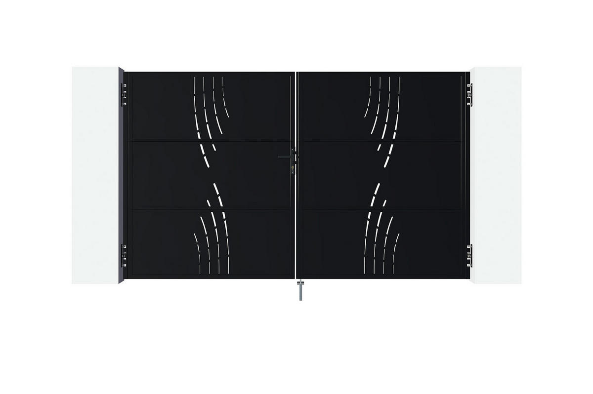 STAHLFLÜGELTOR Nali Veleta Mattschwarz 3m H.180cm - Schwarz, Metall (293/180cm) - Casanoov