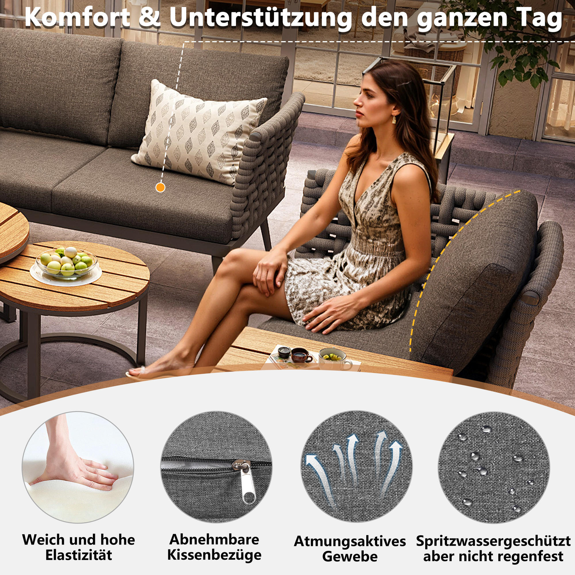 Thumbnail - Flieks Gartenset, Grau, Metall, Gartenmöbel, Gartenmöbel-Sets