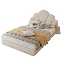 POLSTERBETT 140/200 cm aus Samt mit Blüten-Kopfteil Beige - Beige, Textil (140/200cm) - Modenvie