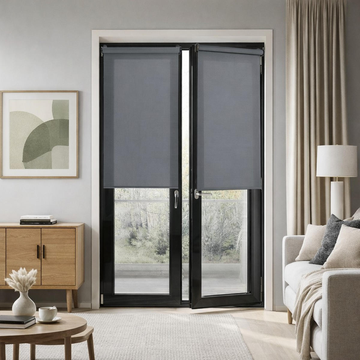 SCREEN-ROLLO Plus Easyfix Dunkelgrau 60x250 - Graphitfarben, Kunststoff (60/250/1cm) - STORESDECO