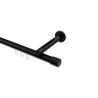 INNENLAUF-GARDINENSTANGEN-SET Siteno Santo 320 cm (geteilt in 2 x 160 cm), 1-läufig, 20 mm Ø Schwarz - Schwarz, Metall (320cm) - INTERDECO