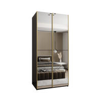 SCHWEBETÜRENSCHRANK 245,5/100/64 2-türig - Goldfarben/Schwarz, Holz/Metall (100/245/64cm) - Abiks Möbel