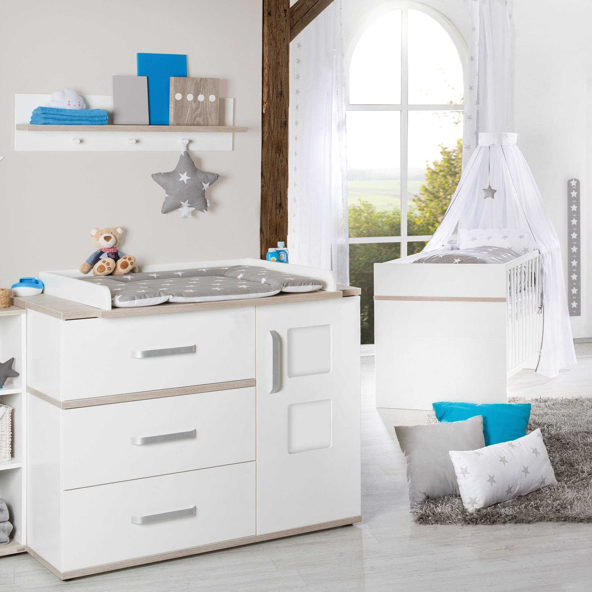 BABYZIMMER-SET Moritz, mit breiter Wickelkommode, 2-teilig - Weiß, Holzwerkstoff (76/81/142.5cm) - Roba