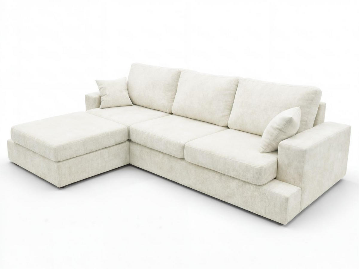 ECKSOFA Nesto Creme Links - Creme, Holz/Textil (260/165cm) - Graingold
