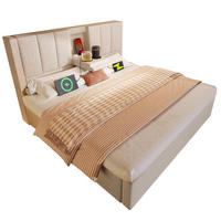 POLSTERBETT 180/200 cm aus Leinen mit Stauraum und Ladestation Beige - Beige, Textil (180/200cm) - Modenvie