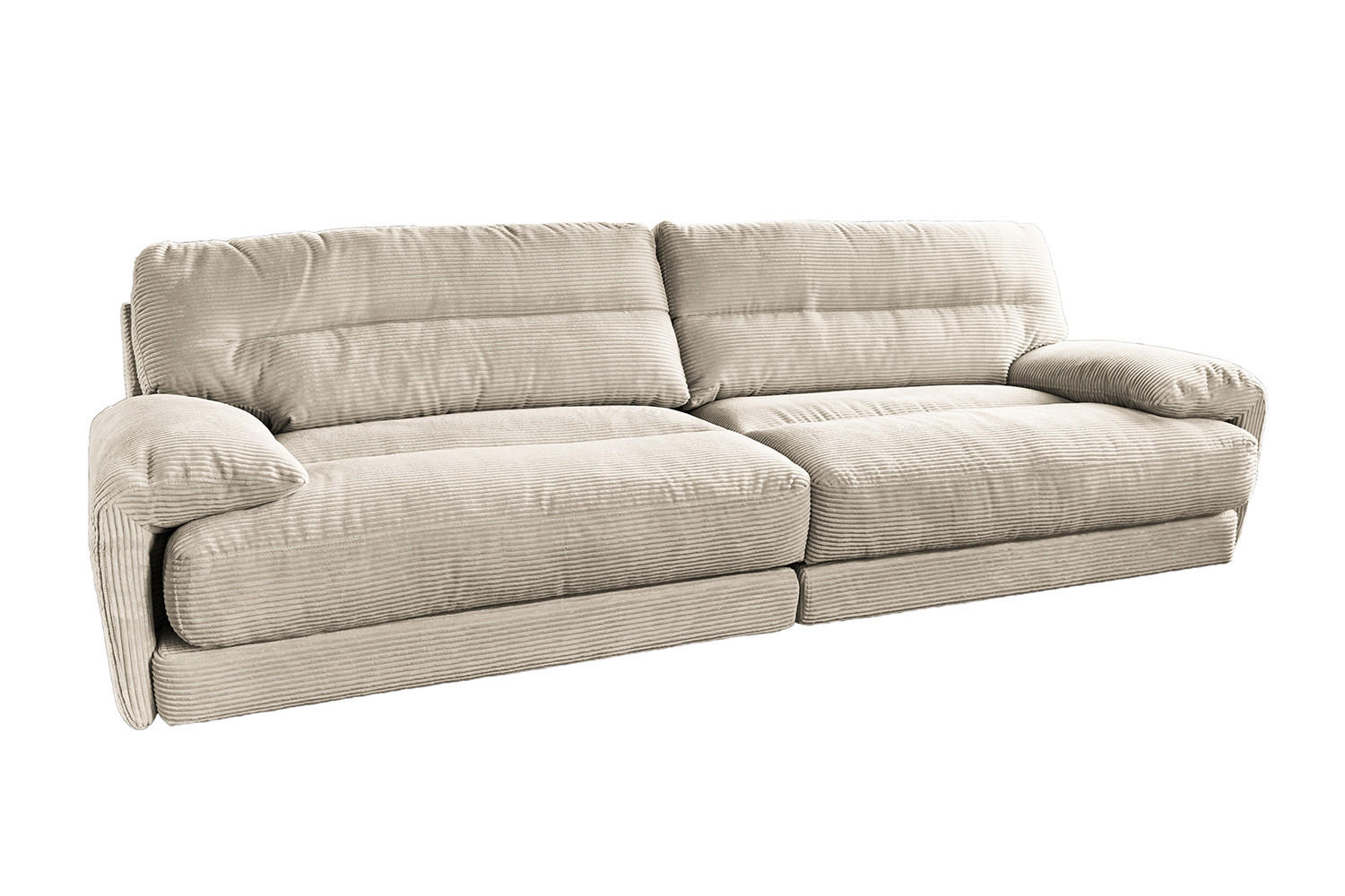 SOFA CINE Cremeweiß Cord - Creme/Schwarz, Kunststoff/Textil (284/84/106cm) - KAWOLA