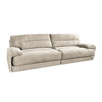 SOFA CINE Cremeweiß Cord - Creme/Schwarz, Kunststoff/Textil (284/84/106cm) - KAWOLA