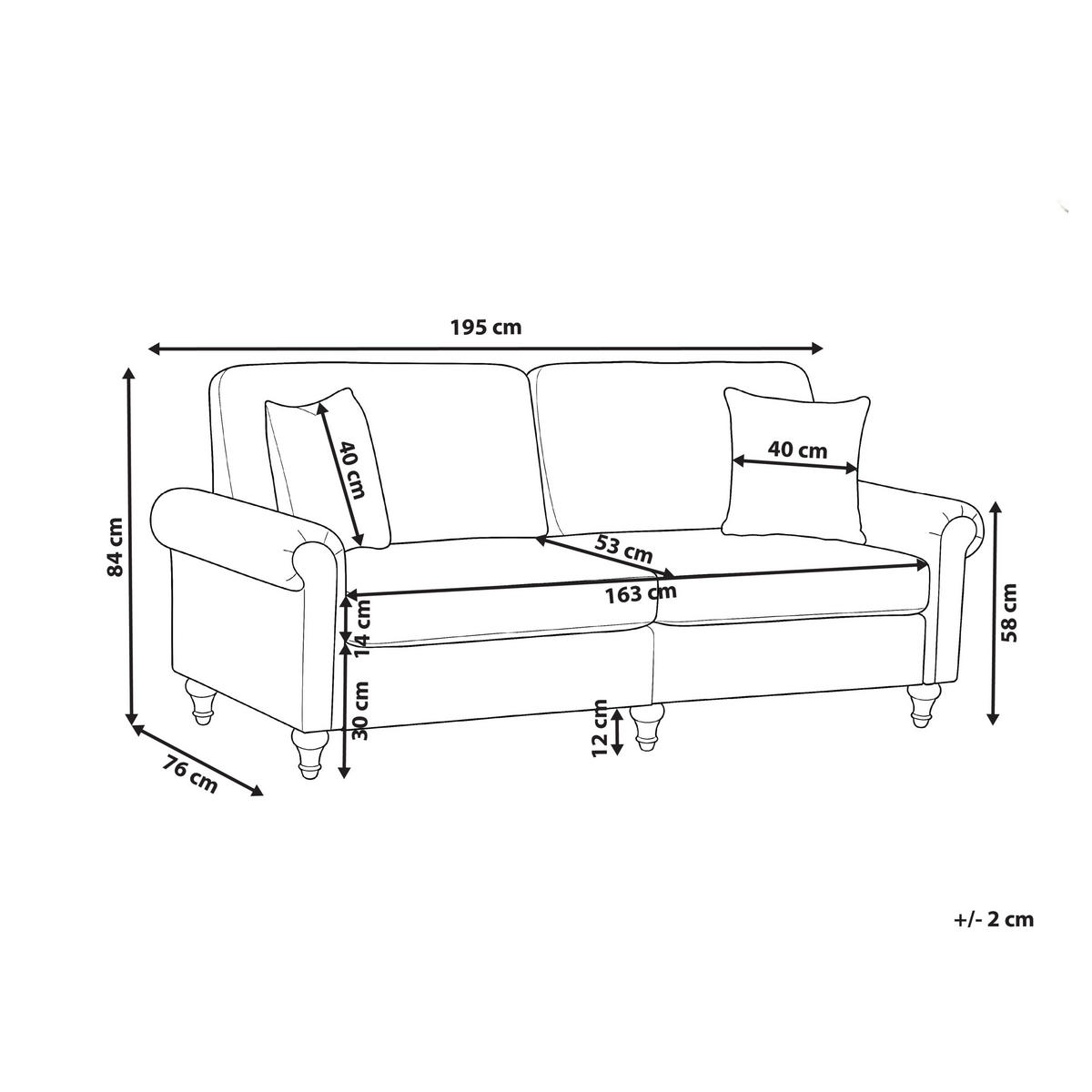 3-SITZER-SOFA Stoff Braun Ginnerup - Braun, Textil (195/84/76cm) - Beliani