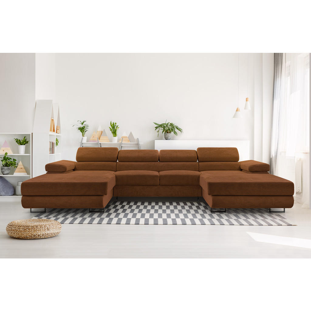 Thumbnail - AX Living Wohnlandschaft, Orange, Textil, Uni, 4-Sitzer, Füllung: Polyurethan (Pur), U-Form,Rechteckig, U-Form, 352x90x2...