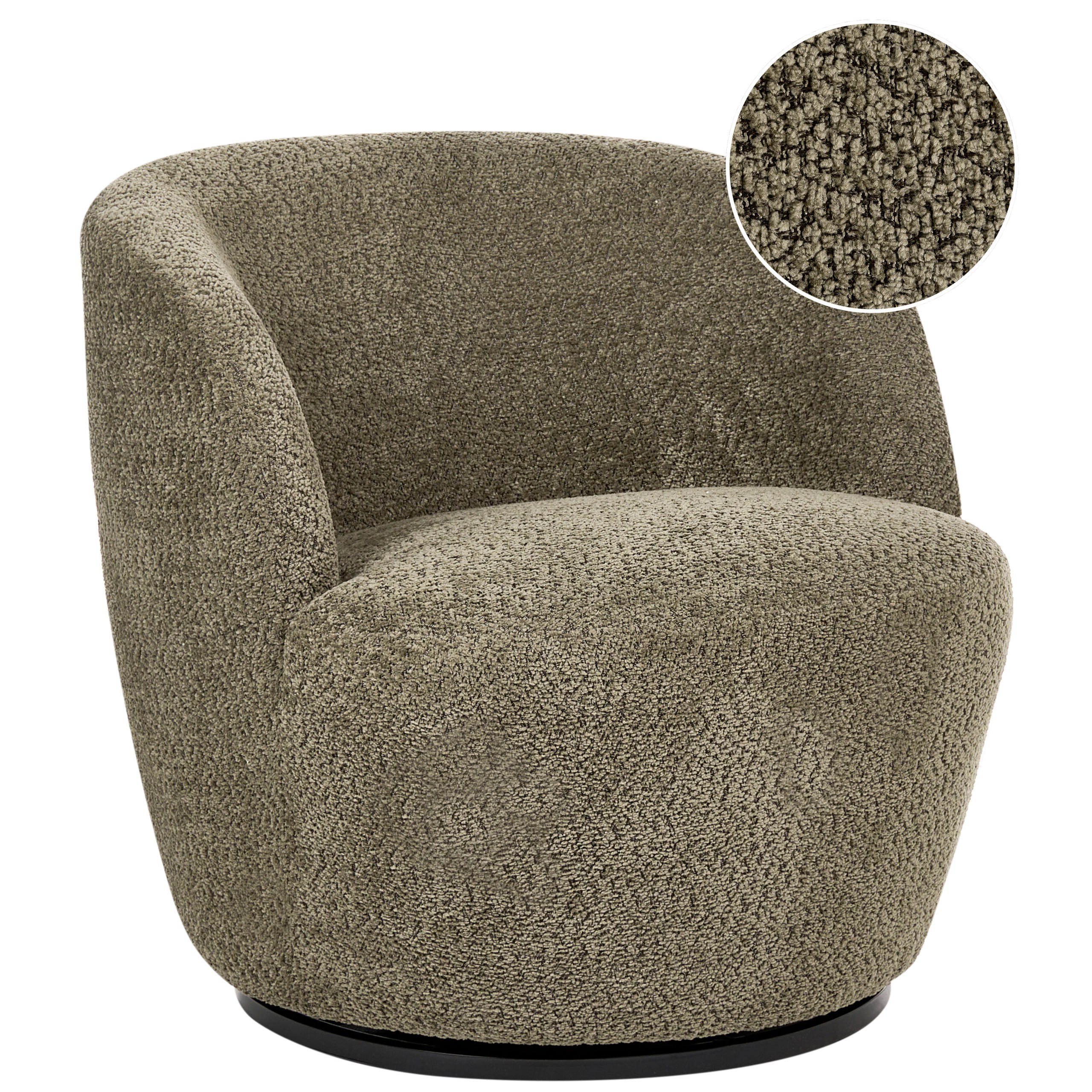 DREHSESSEL Chenillegewebe Dunkelgrün Kuolpa - Grün, Textil (67/69/75cm) - Beliani