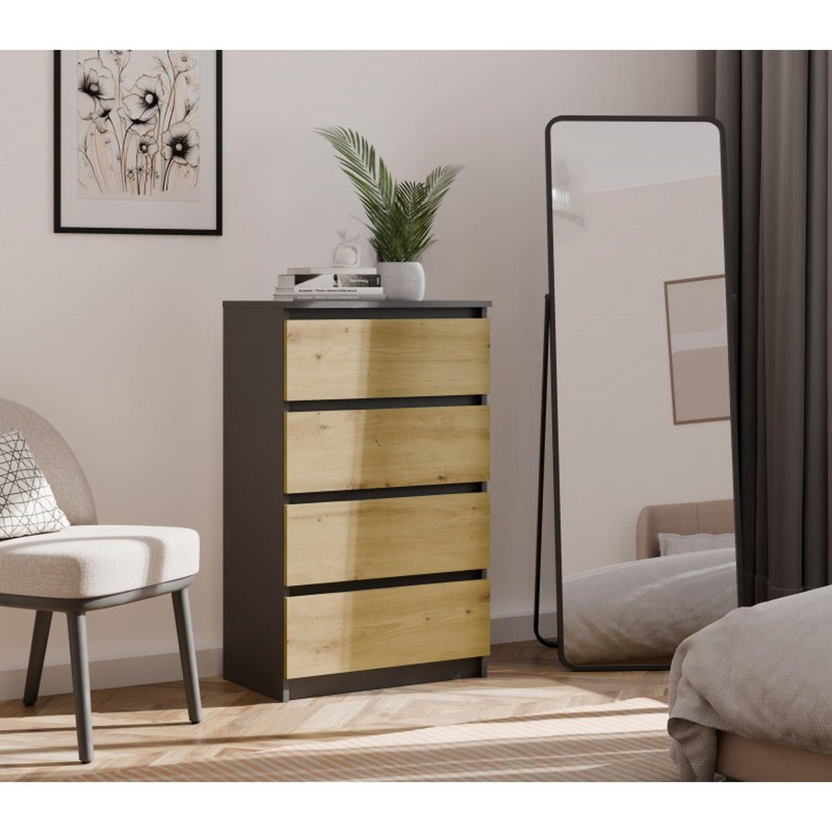 KOMMODE Anthrazit, Artisan 70/97/40 - Anthrazit, Holzwerkstoff (70/97/40cm) - RAUMHIRSCH FURNITURE