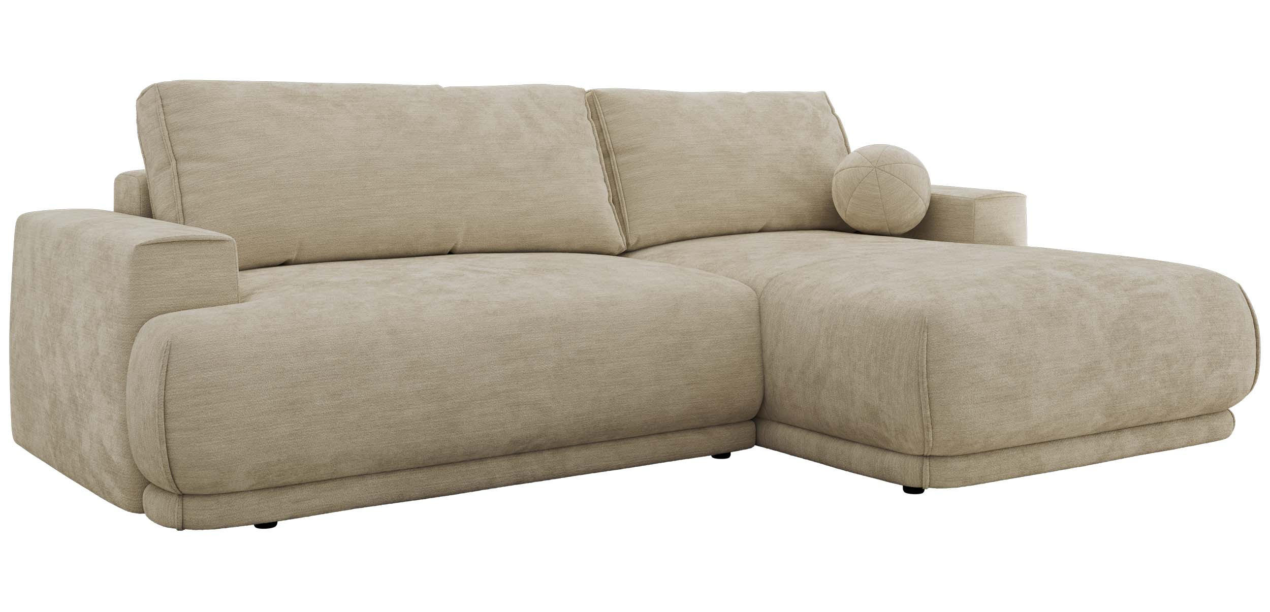 ECKSCHLAFSOFA RINA L Beige Schenille glatt - rechts - Beige/Schwarz, Kunststoff/Textil (170/267cm) - MKS