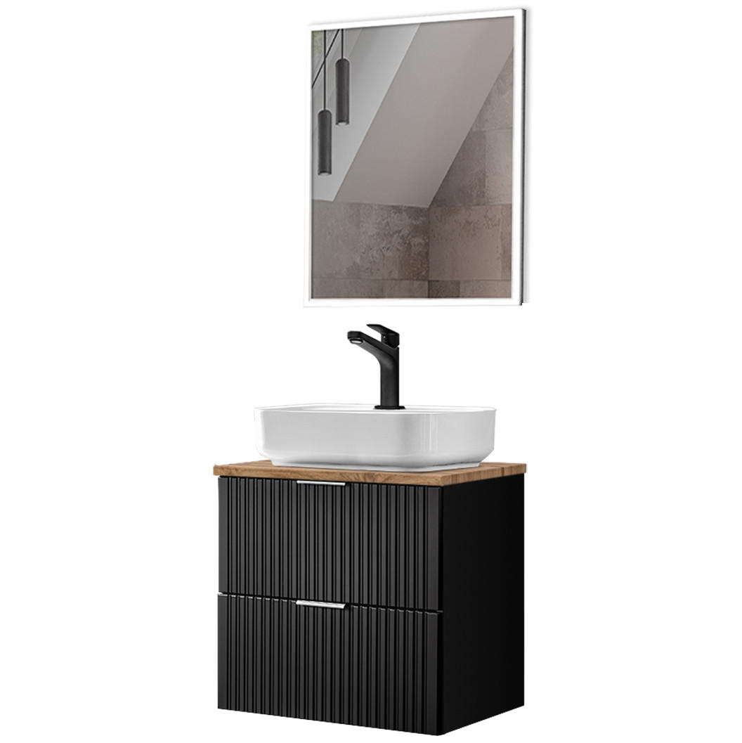 BADMÖBEL-SET 2-TLG. Adelaide-56 - Schwarz, Holzwerkstoff (61/200/47cm) - Lomado