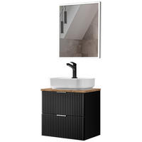 BADMÖBEL-SET 2-TLG. Adelaide-56 - Schwarz, Holzwerkstoff (61/200/47cm) - Lomado