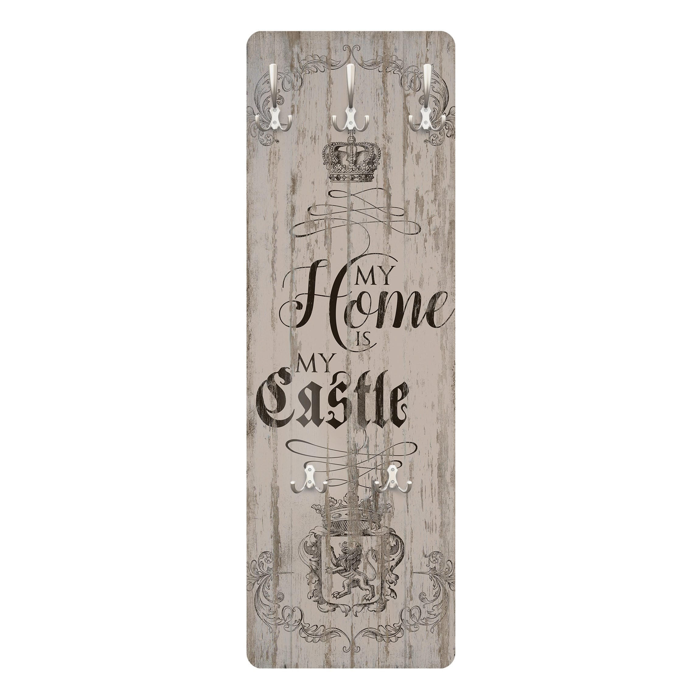WANDGARDEROBE - My Home is my Castle 34/105 cm - Beige, Holzwerkstoff (34/105/1.6cm) - Bilderwelten