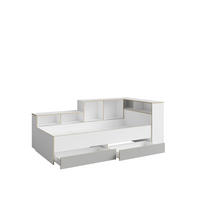 BETT PENORA 90 – 90×200 cm mit 2 Türen & 2 Schubladen Weiß / Grau New York - Weiß/Grau, Holzwerkstoff (90/200cm) - Milaros Markt