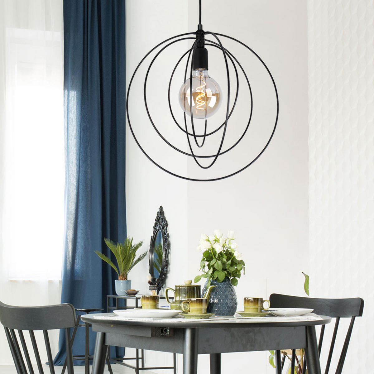 HÄNGELEUCHTE SARINI Schwarz - Schwarz, Metall (40.2/40.2/120cm) - Globo Lighting