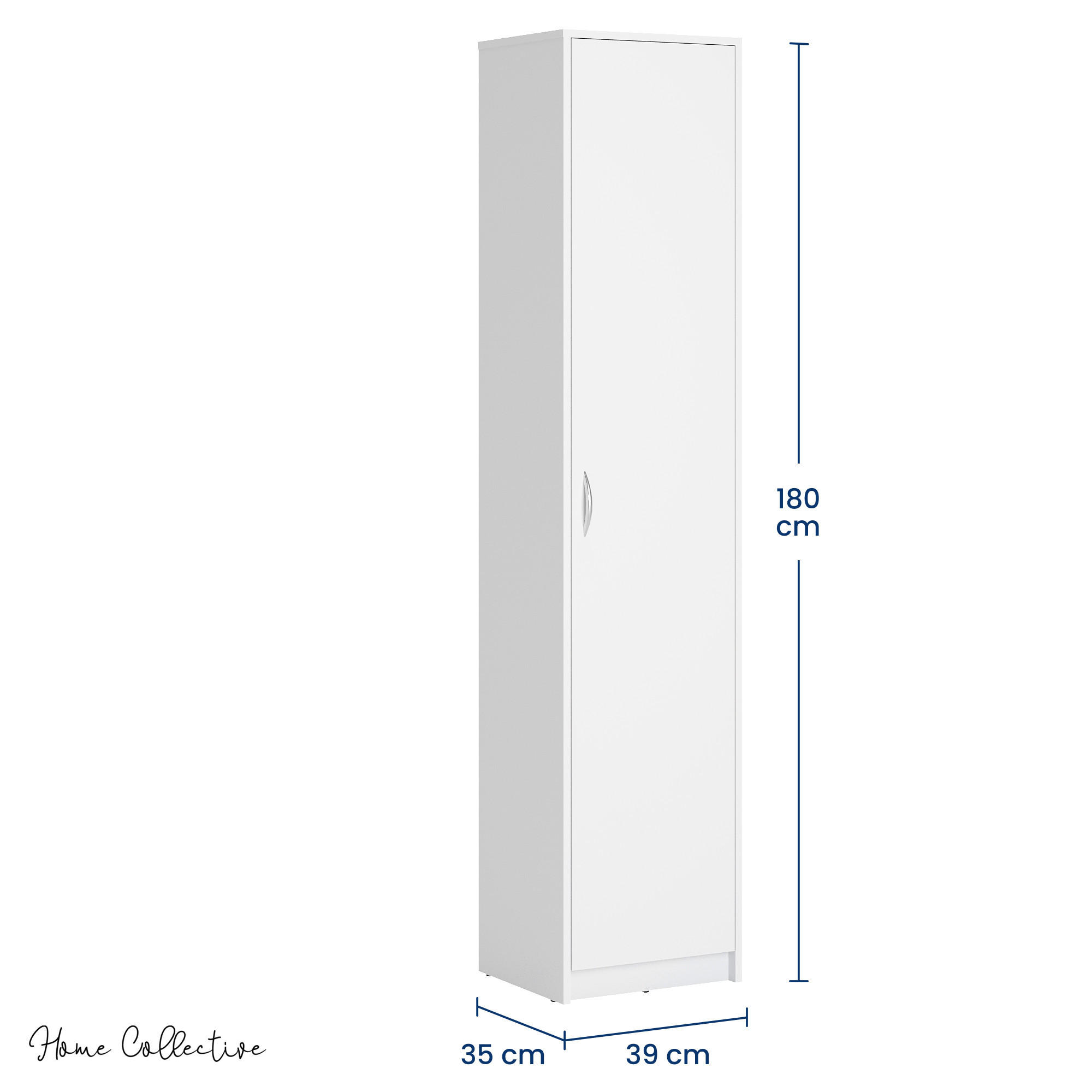 REGAL mit 4 Einlegeböden und 1 Tür in Weiß - Weiß, Holzwerkstoff (39/180/35cm) - Home Collective
