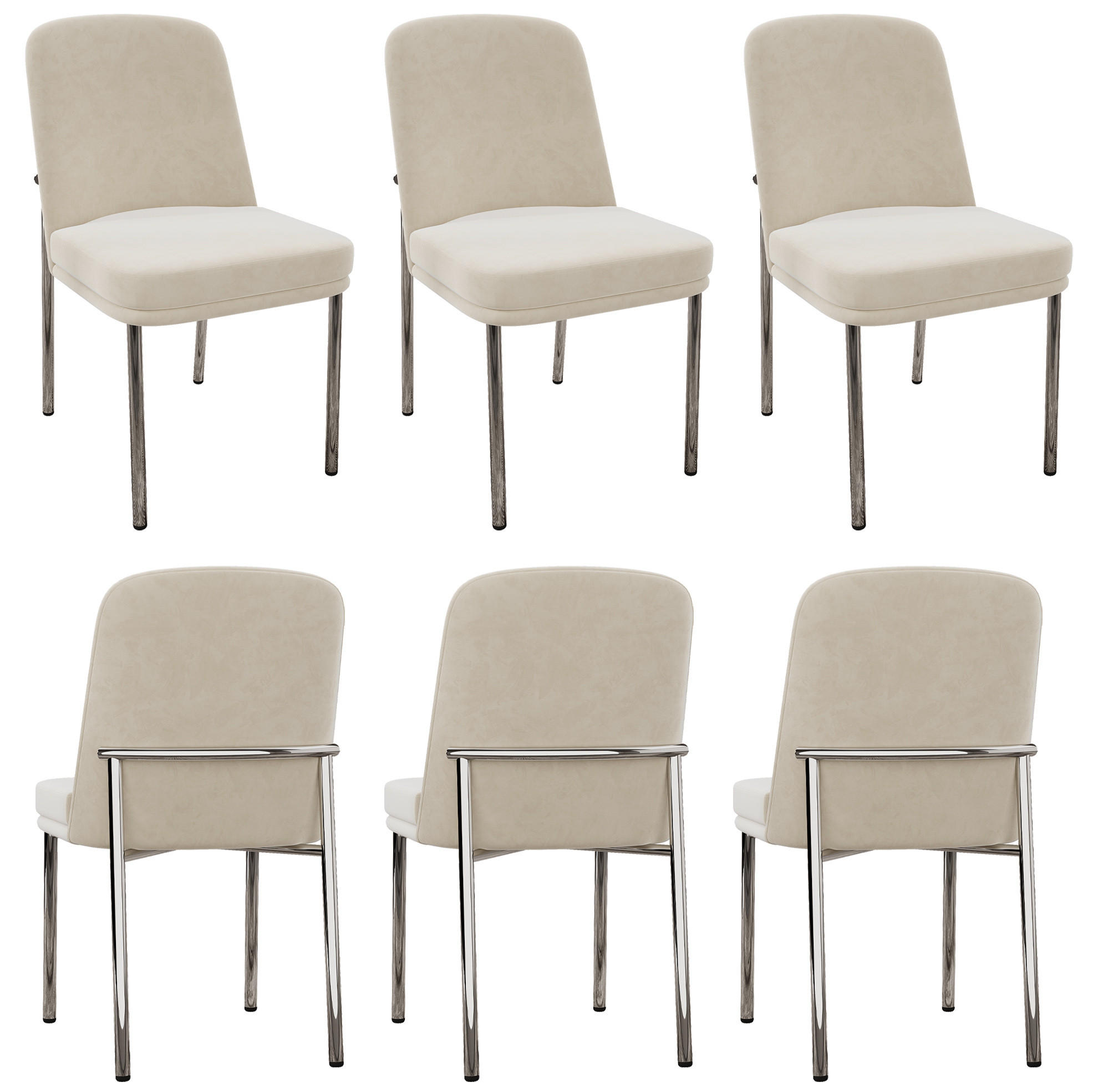 ESSZIMMERSTUHL 6er-Set gepolstert Samt Beige mit Metallbeinen - Beige, Metall (53/82/42.6cm) - Meubliv