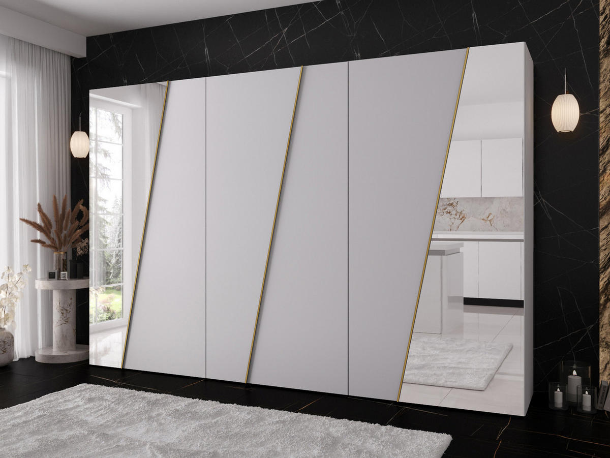 DREHTÜRENSCHRANK Zen 2L 300 cm - Goldfarben/Schwarz, Holzwerkstoff/Kunststoff (300/202/50cm) - MIRJAN24