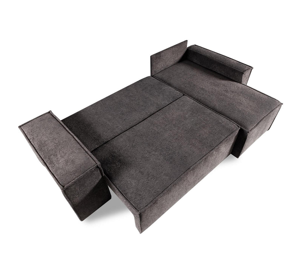 ECKSOFA mit Schlaffunktion COLINS - Bouclé-Stoff Dunkelgrau - Inkl. 2 Hocker - Dunkelgrau, Textil (259/153cm) - Bettso