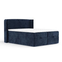 BOXBETT Passion Marineblau 140/200 cm mit Matratze und Topper - Schwarz/Dunkelblau, Holz/Holzwerkstoff (140/200cm) - Maison de Reve