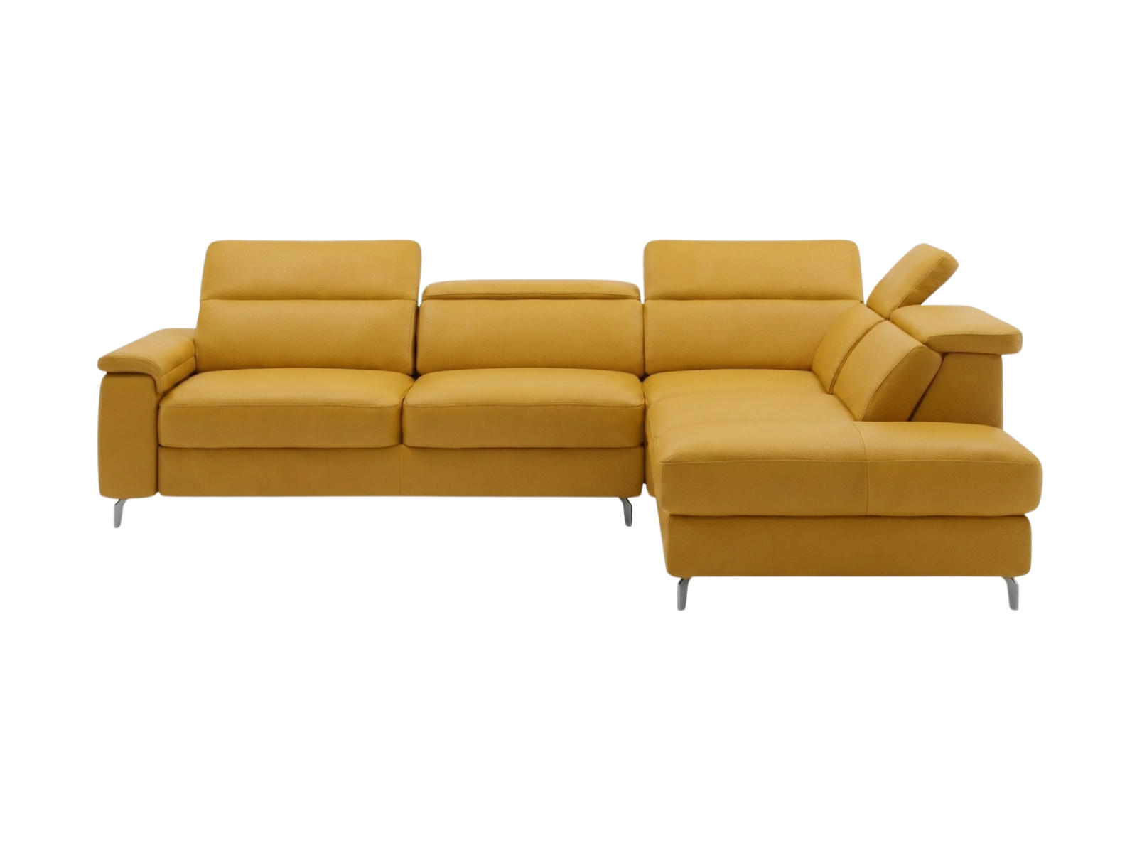 ECKSOFA Ambassador Echtleder Senfgelb - Gelb, Leder/Metall (272/224cm)